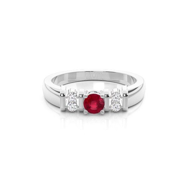 Ruby Round White Gold Engagement Ring