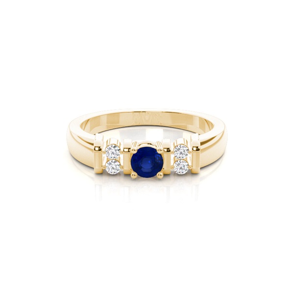 Blue Sapphire Round White Gold Engagement Ring