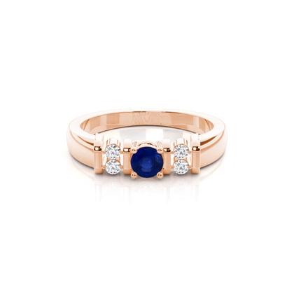 Blue Sapphire Round White Gold Engagement Ring
