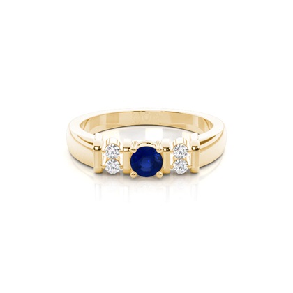 Blue Sapphire Round White Gold Engagement Ring