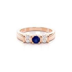 Blue Sapphire Round White Gold Engagement Ring