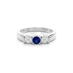 Blue Sapphire Round White Gold Engagement Ring