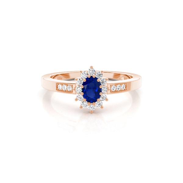 Prong Setting Blue Sapphire Halo Engagement Ring