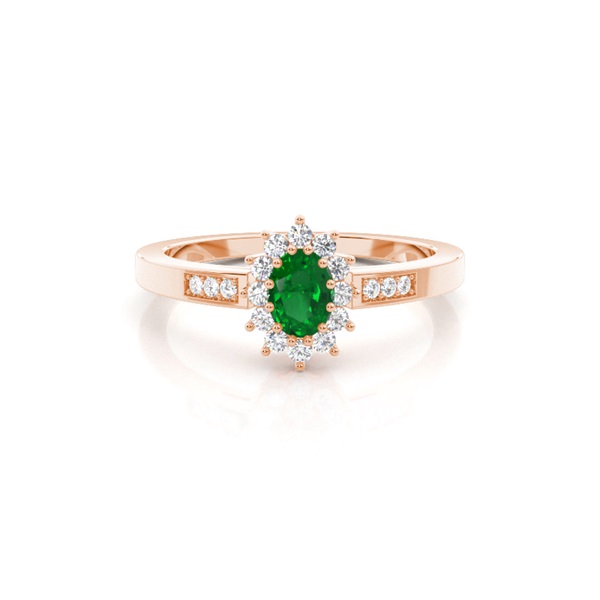 Prong Setting Emerald Halo Engagement Ring