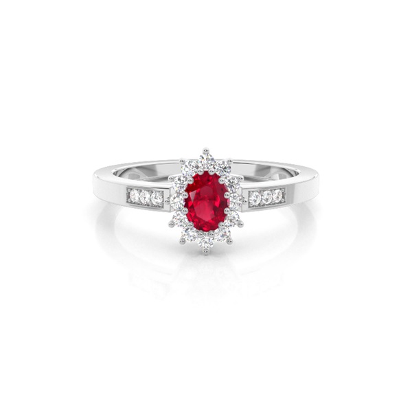 Prong Setting Ruby Halo Engagement Ring