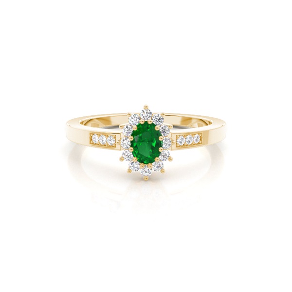 Prong Setting Emerald Halo Engagement Ring