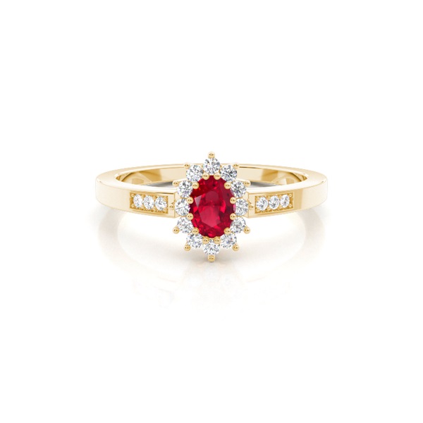 Prong Setting Ruby Halo Engagement Ring