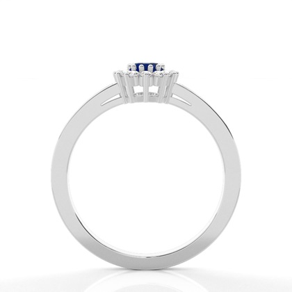 Blauer Saphir Halo Verlobungsring In Einer Krappenfassung