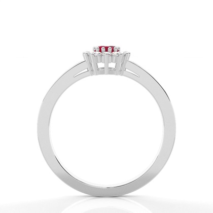 Rubin Halo Verlobungsring In Einer Krappenfassung