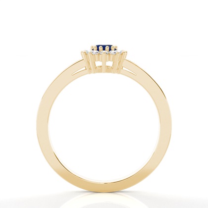 Blauer Saphir Halo Verlobungsring In Einer Krappenfassung