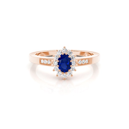 Prong Setting Blue Sapphire Halo Engagement Ring