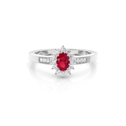 Prong Setting Ruby Halo Engagement Ring