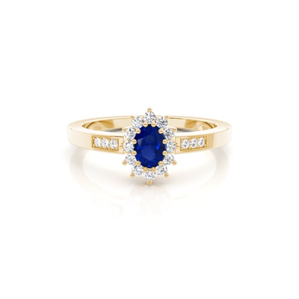 Prong Setting Blue Sapphire Halo Engagement Ring