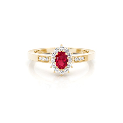Oval Yellow Gold Gemstone Diamond Rings