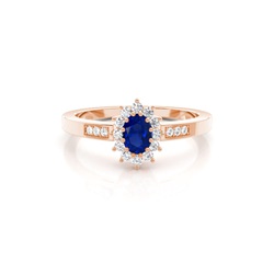 Prong Setting Blue Sapphire Halo Engagement Ring