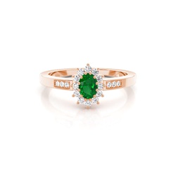 Prong Setting Emerald Halo Engagement Ring