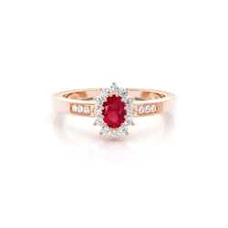 Prong Setting Ruby Halo Engagement Ring
