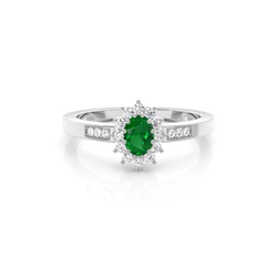 Prong Setting Emerald Halo Engagement Ring