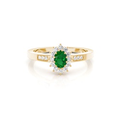 Prong Setting Emerald Halo Engagement Ring