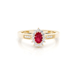 Prong Setting Ruby Halo Engagement Ring