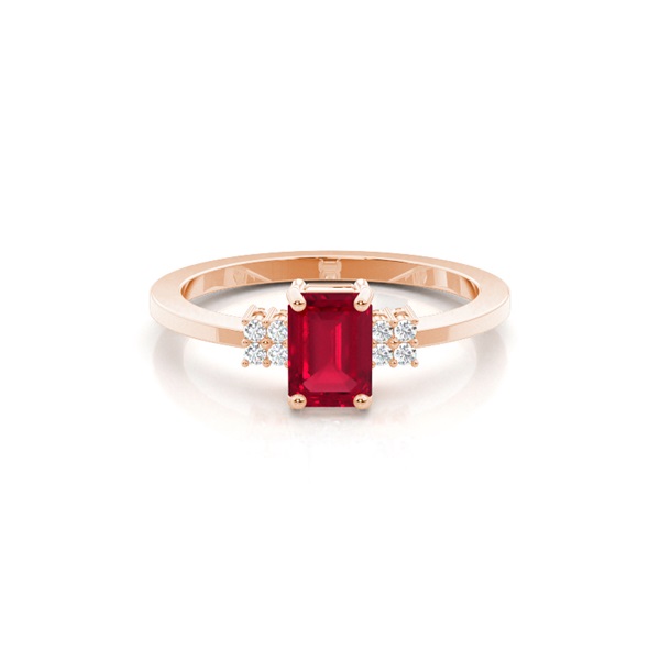 Diamond Side Stone Ruby Emerald Engagement Ring