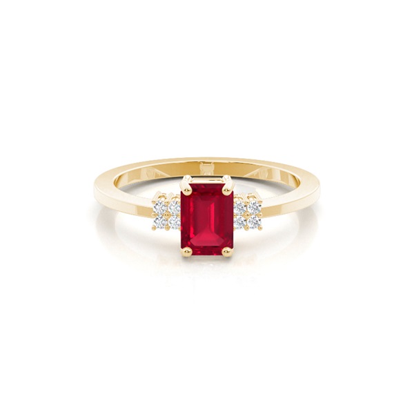 Diamond Side Stone Ruby Emerald Engagement Ring