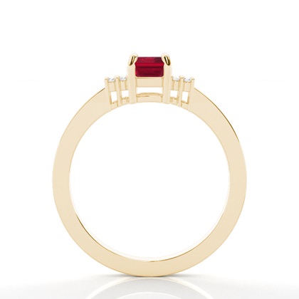 Diamant Seitenstein Rubin Smaragd Verlobungsring