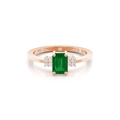 Emerald Rose Gold Gemstone Diamond Rings
