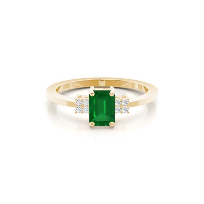 Emerald Yellow Gold Gemstone Diamond Rings