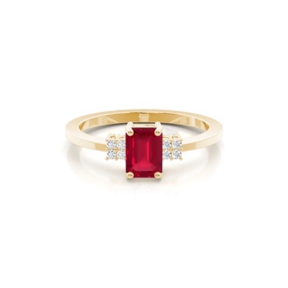 Emerald Yellow Gold Gemstone Diamond Rings
