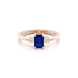 Diamond Side Stone Blue Saphir Smaragd Verlobungsring