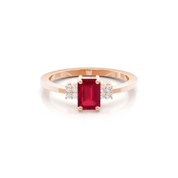 Diamond Side Stone Ruby Emerald Engagement Ring