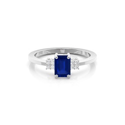 Diamond Side Stone Blue Saphir Smaragd Verlobungsring