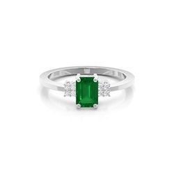 Diamant Seite Stein Smaragd Verlobungsring