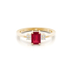 Diamond Side Stone Ruby Emerald Engagement Ring