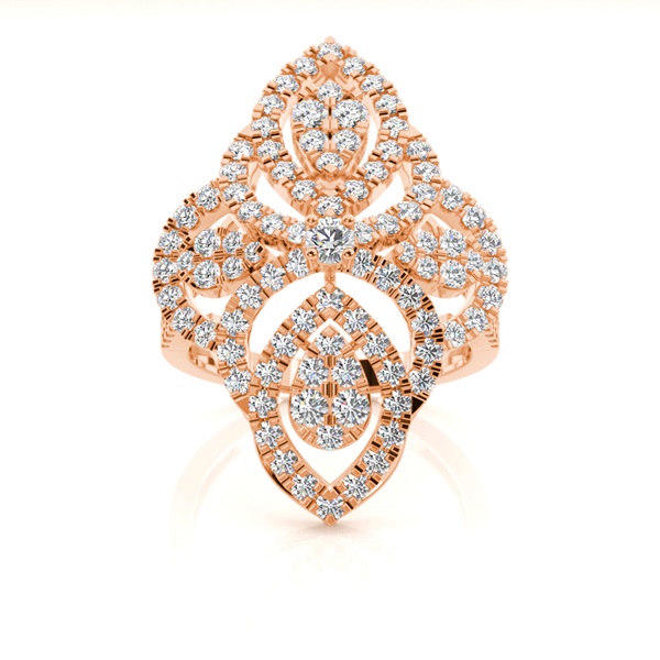 Plate Prong Setting Round Diamond Cluster Ring