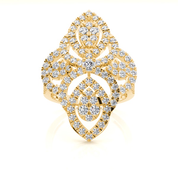 Plate Prong Setting Round Diamond Cluster Ring