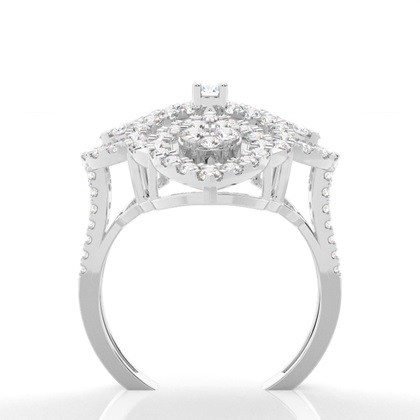 Plate Prong Setting Round Diamond Cluster Ring