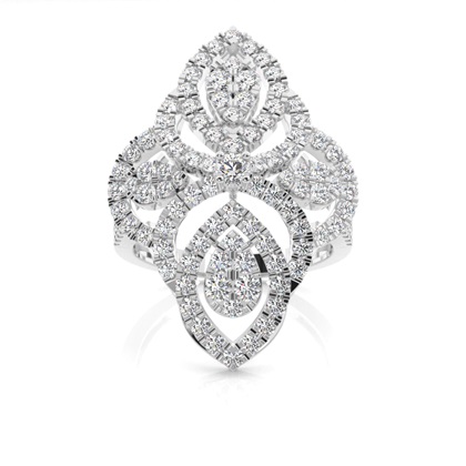 Plate Prong Setting Round Diamond Cluster Ring