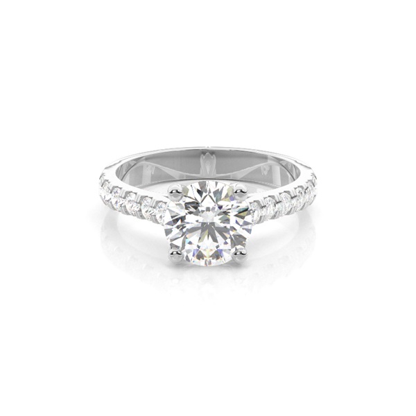 Round Diamond Side Stone Engagement Ring