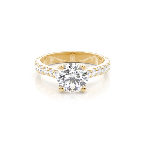Round Diamond Side Stone Engagement Ring