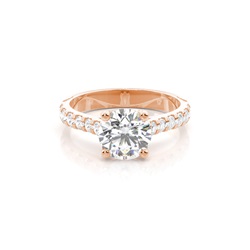 Round Diamond Side Stone Engagement Ring