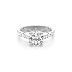 Round Diamond Side Stone Engagement Ring