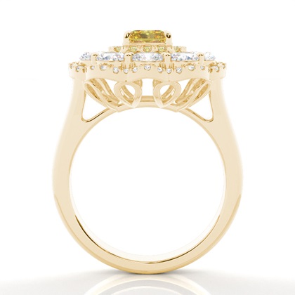 Cushion Yellow Gold Diamond Engagement Rings