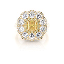 4 Prong Yellow Diamond Halo Engagement Ring