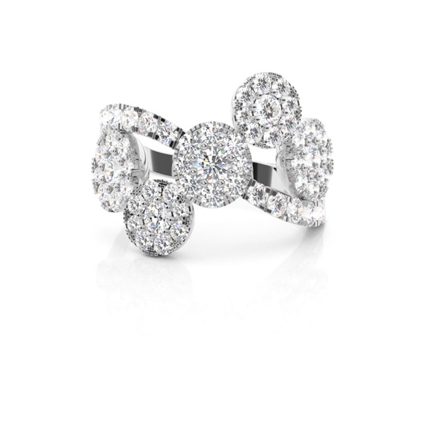 Pave Setting Round Diamond Cluster Ring