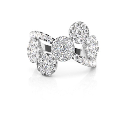 Pave Setting Round Diamond Cluster Ring