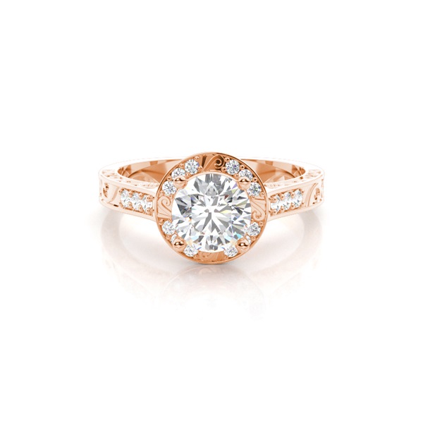 Halo Simple Vintage Diamond Engagement Ring