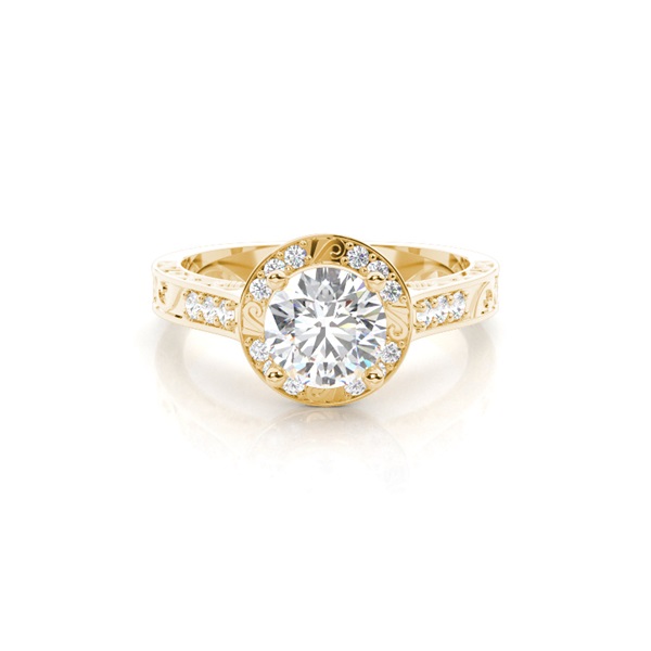 Halo Simple Vintage Diamond Engagement Ring