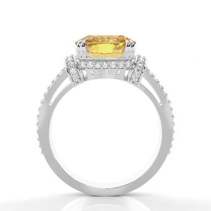 Prong Set Yellow Diamond Hidden Halo Rings
